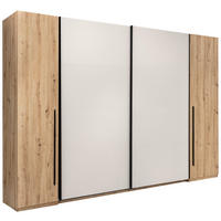 DREHTÜRENSCHRANK 4-türig Kaschmir, Eiche Artisan  - Kaschmir/Schwarz, KONVENTIONELL, Holzwerkstoff/Metall (315/225/61cm) - Boxxx