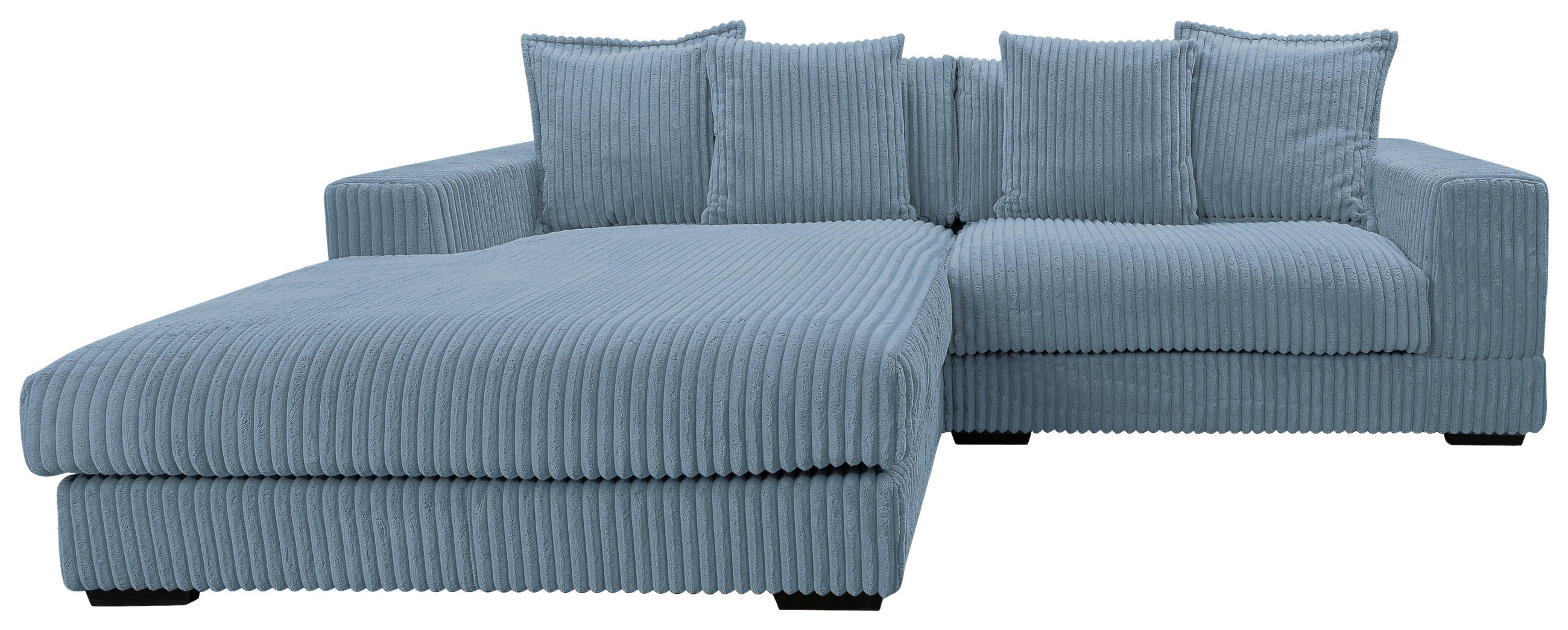 ECKSOFA in Cord Hellblau  195/285 cm  - Schwarz/Hellblau, Design, Kunststoff/Textil (195/285cm) - MID.YOU