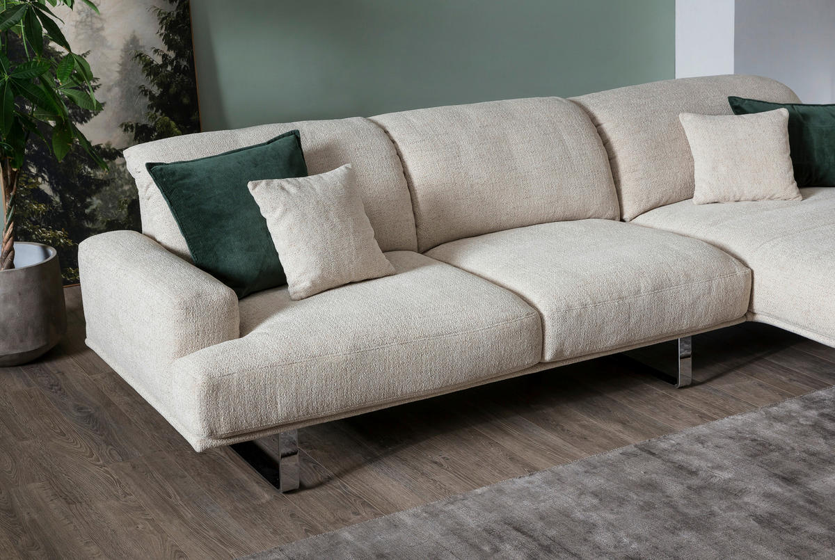 ECKSOFA in Webstoff Champagner  - Champagner, Design, Textil/Metall (304/184cm) - Dieter Knoll