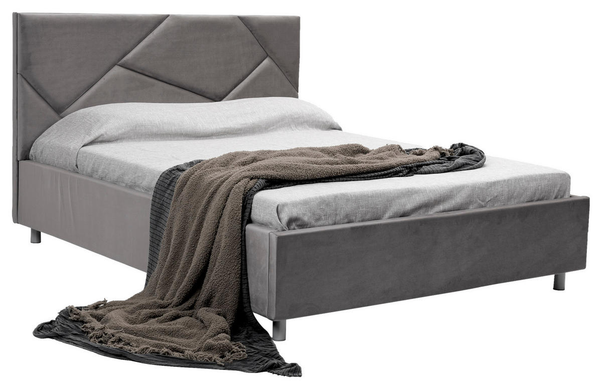 PAT TAPIȚAT 160x200 cm  in gri  - gri, Design, metal/textil (160/200cm) - Hom`in