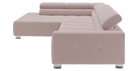 ECKSOFA Rosa Cord  - Chromfarben/Rosa, KONVENTIONELL, Textil/Metall (219/311cm) - Hom`in