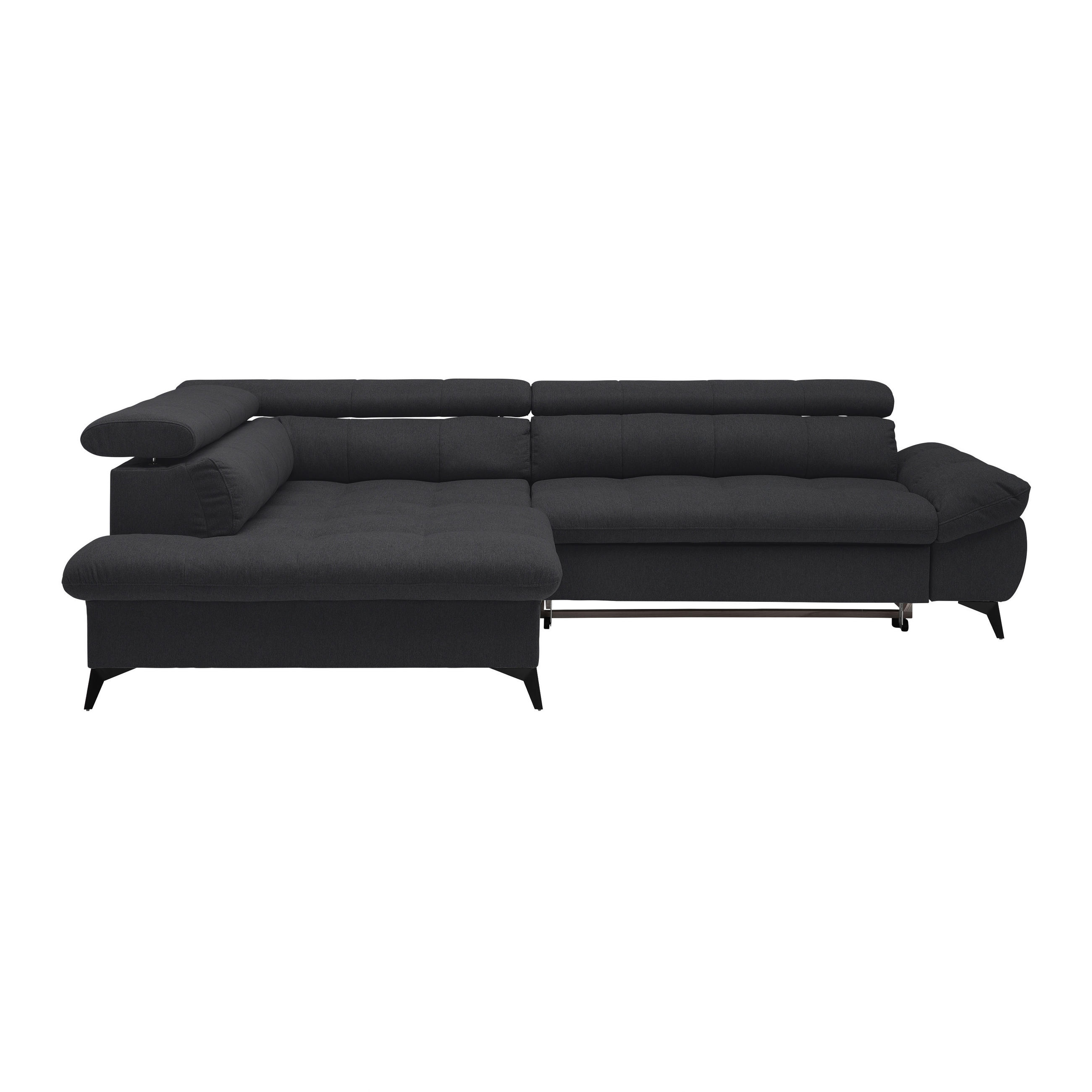 ECKSOFA in Chenille Schwarz  - Schwarz, Modern, Textil/Metall (201/296cm) - Livetastic