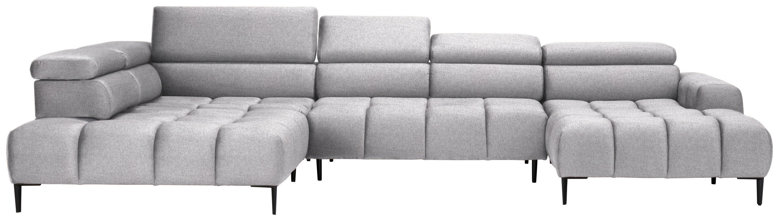 WOHNLANDSCHAFT in Webstoff Hellgrau  - Hellgrau/Schwarz, Design, Textil/Metall (216/385/177cm) - Welnova