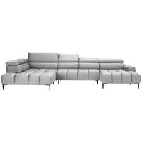 WOHNLANDSCHAFT in Webstoff Hellgrau  - Hellgrau/Schwarz, Design, Textil/Metall (216/385/177cm) - Welnova