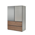 HIGHBOARD 90/130/45 cm  - Taupe/Nussbaumfarben, Design, Glas/Holz (90/130/45cm) - Ambiente