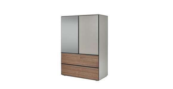 HIGHBOARD 90/130/45 cm  - Taupe/Nussbaumfarben, Design, Glas/Holz (90/130/45cm) - Ambiente