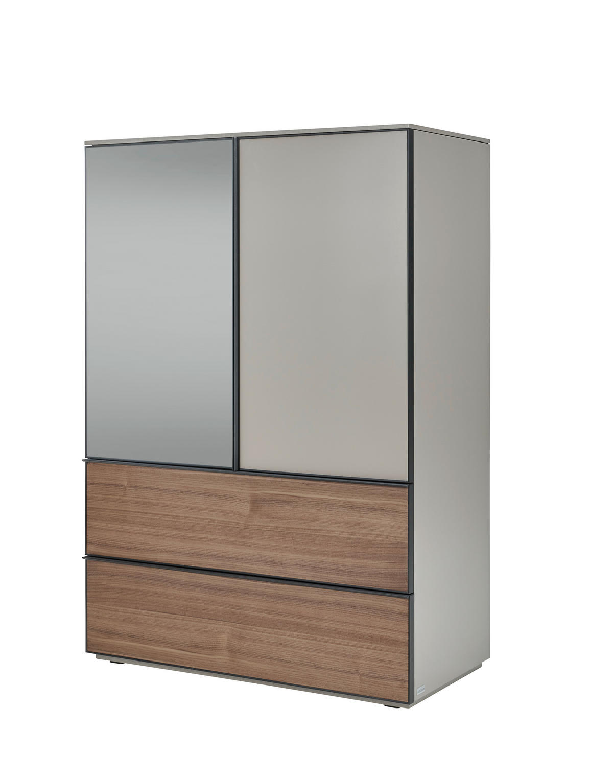 HIGHBOARD Taupe, Nussbaumfarben  90/130/45 cm  - Taupe/Nussbaumfarben, Design, Glas/Holz (90/130/45cm) - Ambiente