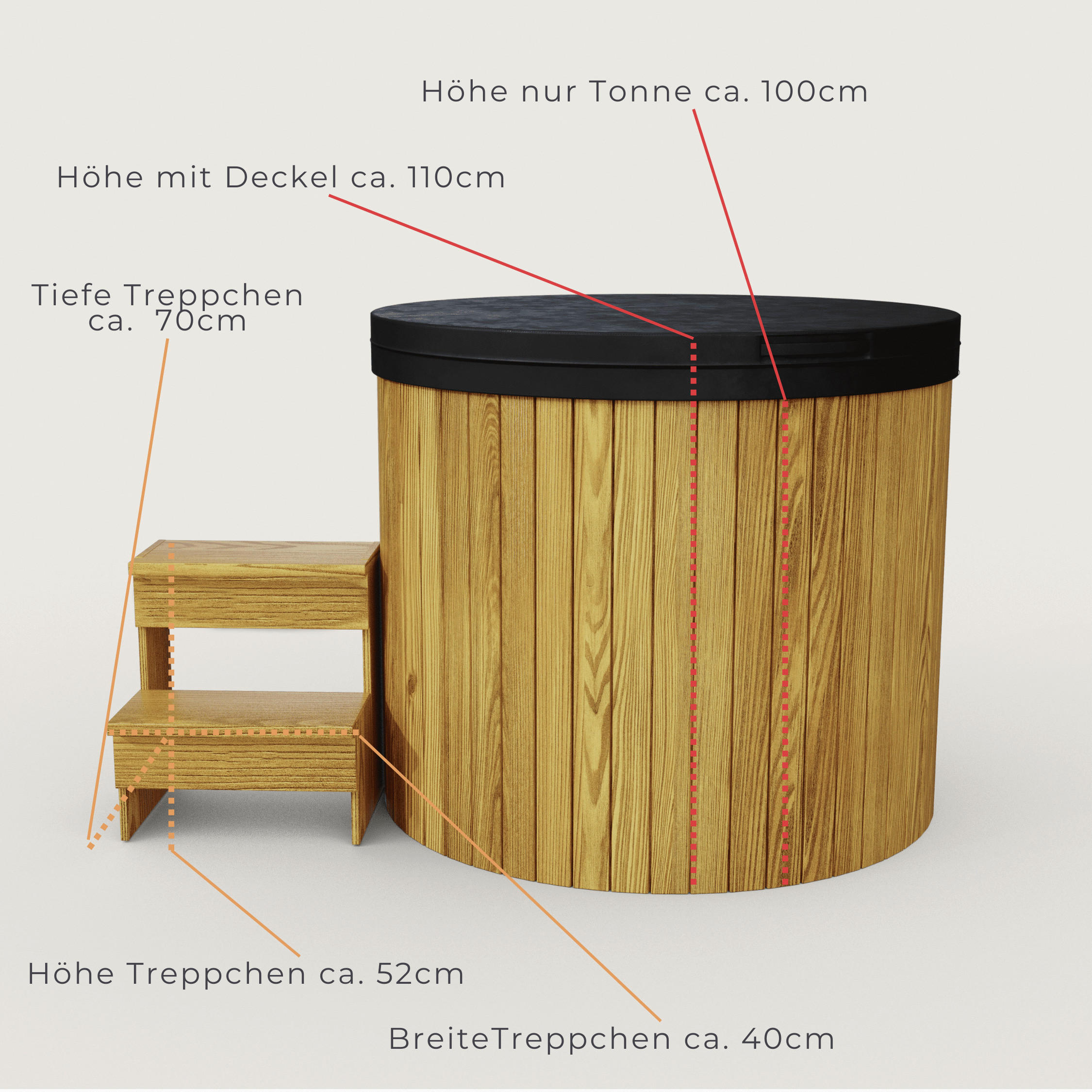 BADEFASS Eistonne 105/102 cm  - Lärchefarben/Grau, KONVENTIONELL, Holz/Kunststoff (105/102cm)