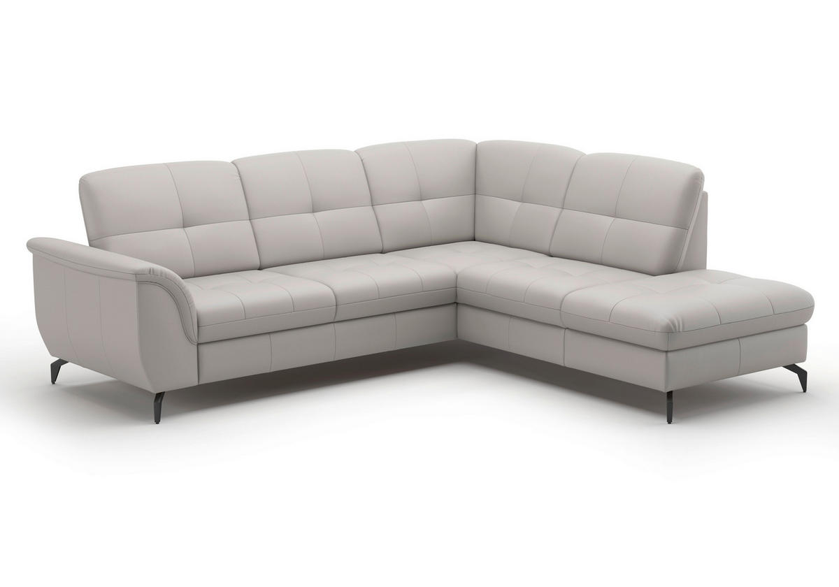 ECKSOFA in Vliesstoff Kombination Echtleder/Stoff Hellgrau  244/212 cm  - Hellgrau/Schwarz, MODERN, Leder/Textil (244/212cm) - Sit & More