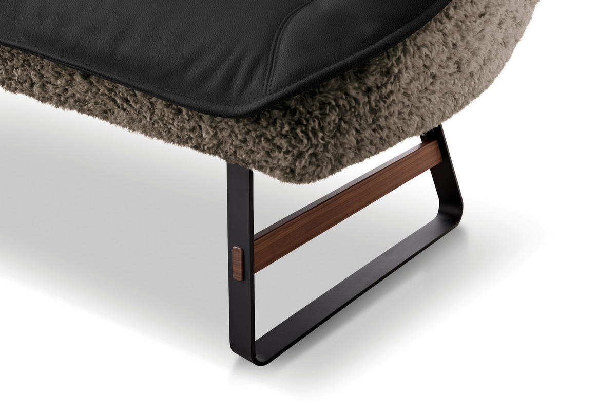 SITZBANK Textil, Leder Dunkelbraun  - Dunkelbraun/Schwarz, Design, Leder/Holz (229/88/80cm) - Koinor