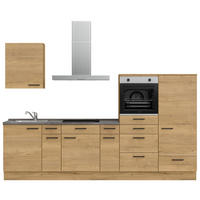 KÜCHENLEERBLOCK 300 cm   in Eichefarben, Schieferfarben  - Schieferfarben/Eichefarben, MODERN, Holzwerkstoff/Metall (300cm) - Nobilia