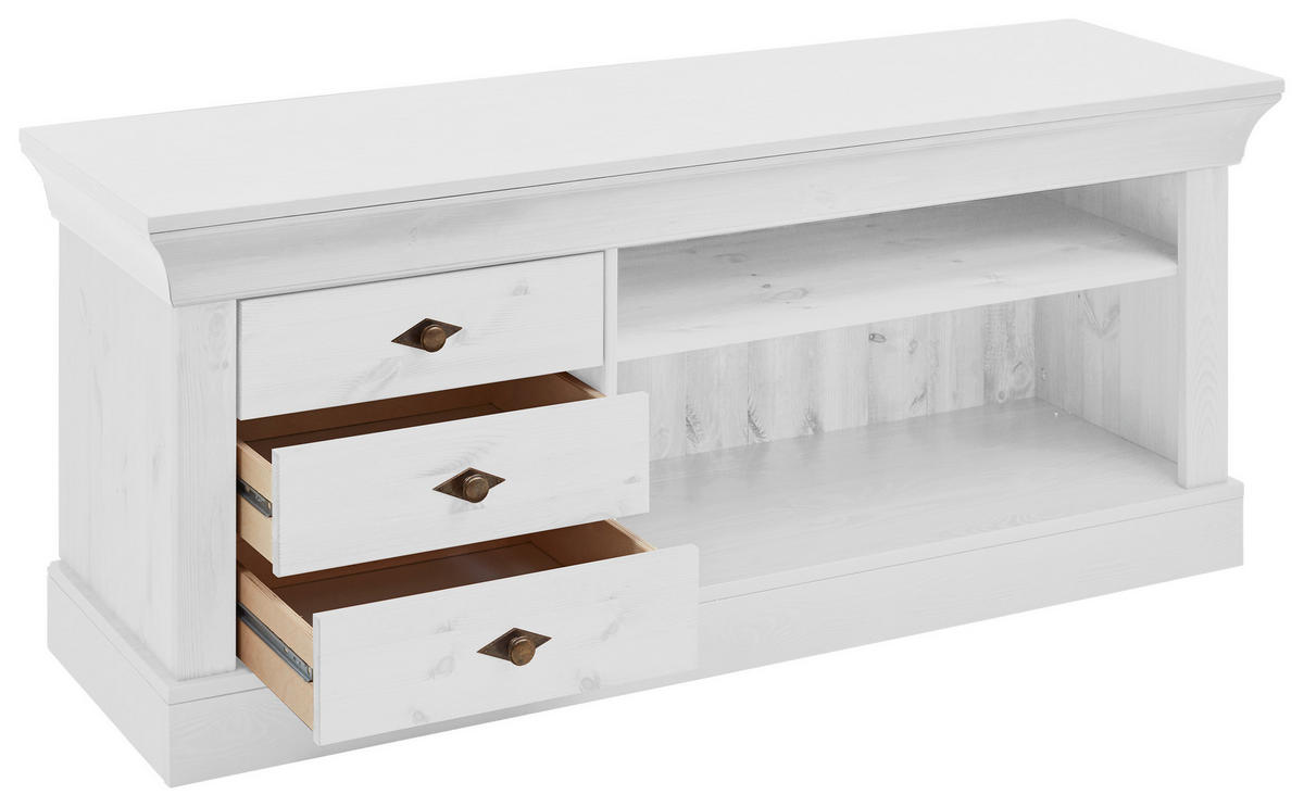 LOWBOARD  in 143/59/45 cm  - Weiß/Kupferfarben, ROMANTIK / LANDHAUS, Holz/Metall (143/59/45cm) - Boxxx