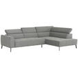 ECKSOFA Hellgrau Feincord  - Hellgrau/Schwarz, Design, Textil/Metall (280/205cm) - Xora