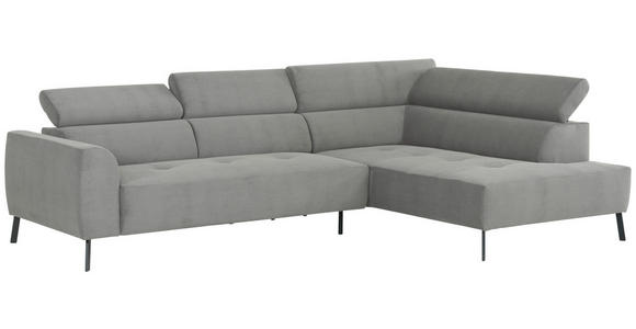 ECKSOFA Hellgrau Feincord - Hellgrau/Schwarz, Design, Textil/Metall (280/205cm) - Xora
