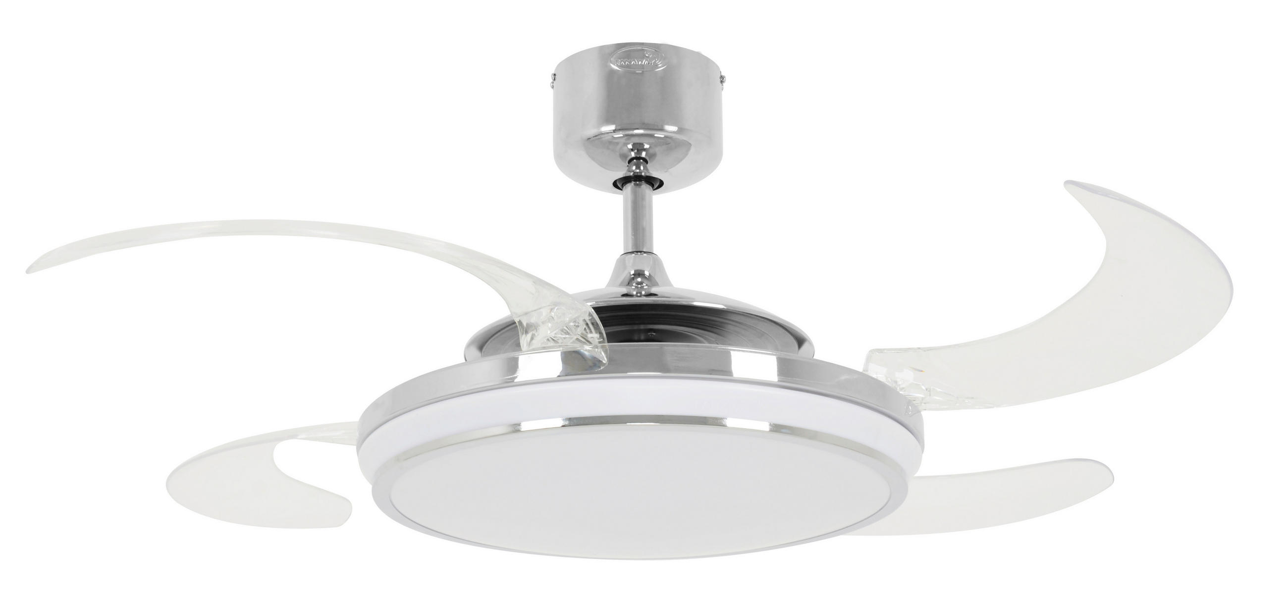 DECKENVENTILATOR  122/41 cm    - Chromfarben/Transparent, Basics, Kunststoff/Metall (122/41cm) - P & B