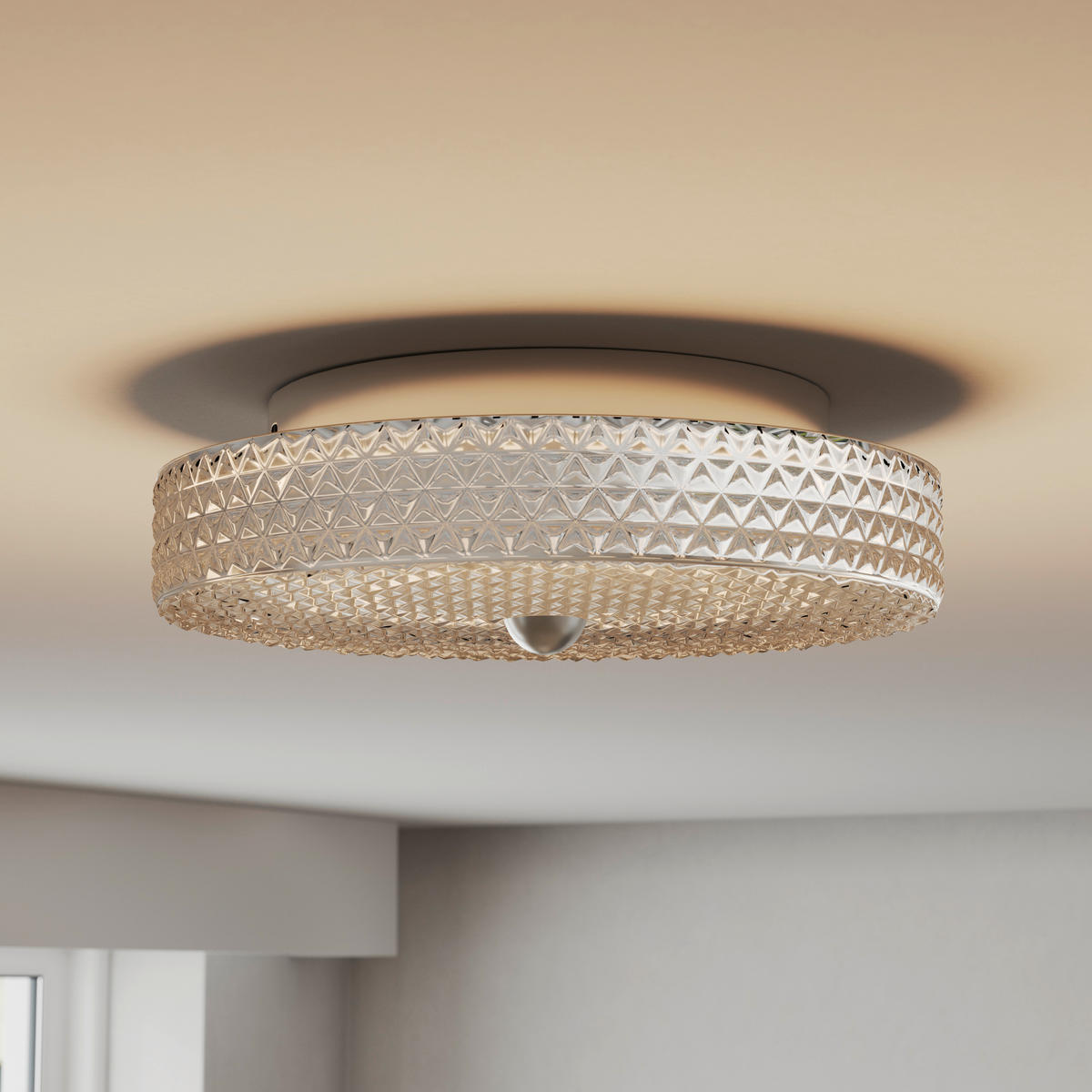 Plafonieră Cu Led 18 W  30/9,5 cm    - străveziu, Konventionell, sticlă/metal (30/9,5cm) - Glandor