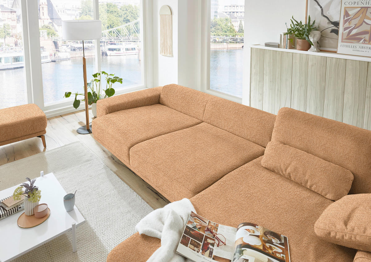 ECKSOFA in Flachgewebe Currygelb  - Wildeiche/Currygelb, Design, Holz/Textil (334/193cm) - Niels Andersson