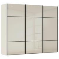 SCHWEBETÜRENSCHRANK 242/223/68 cm,  in Champagner, 3 Tür(en)  - Champagner/Schwarz, KONVENTIONELL, Glas/Holzwerkstoff (242/223/68cm) - Novel