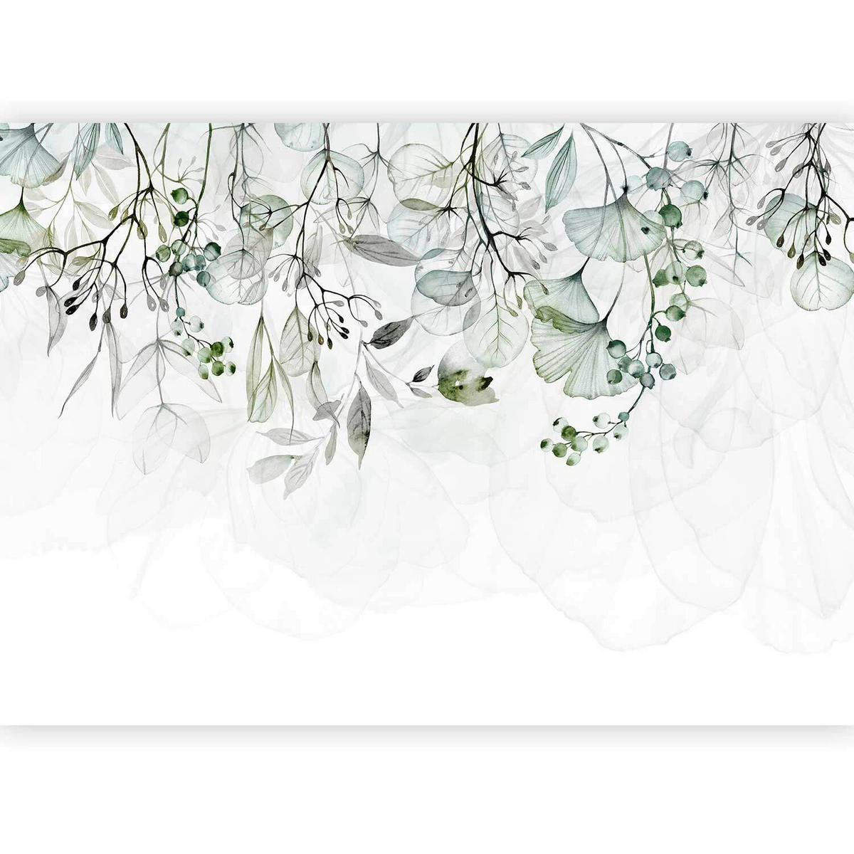 FOTOTAPET 400/280 cm  - vit/grön, Lifestyle, textil (400/280cm) - artgeist