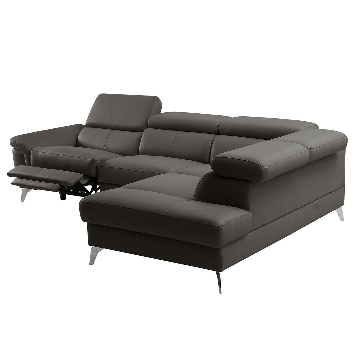 ECKSOFA  in Lederlook Echtleder Dunkelbraun  265/210 cm  - Chromfarben/Dunkelbraun, Design, Leder/Textil (265/210cm) - Livetastic