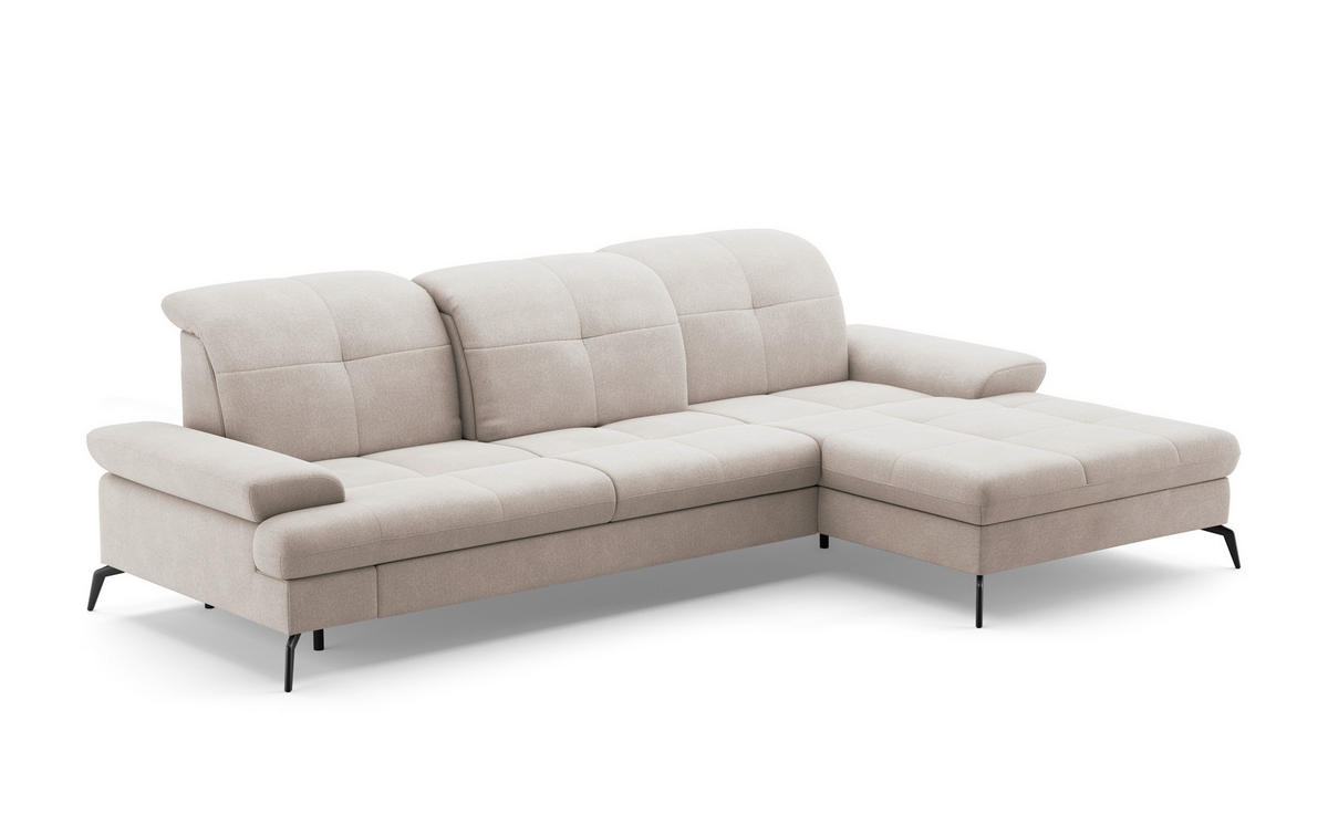 ECKSOFA in Flachgewebe Greige  279/185 cm  - Greige/Schwarz, KONVENTIONELL, Textil/Metall (279/185cm) - Sit & More