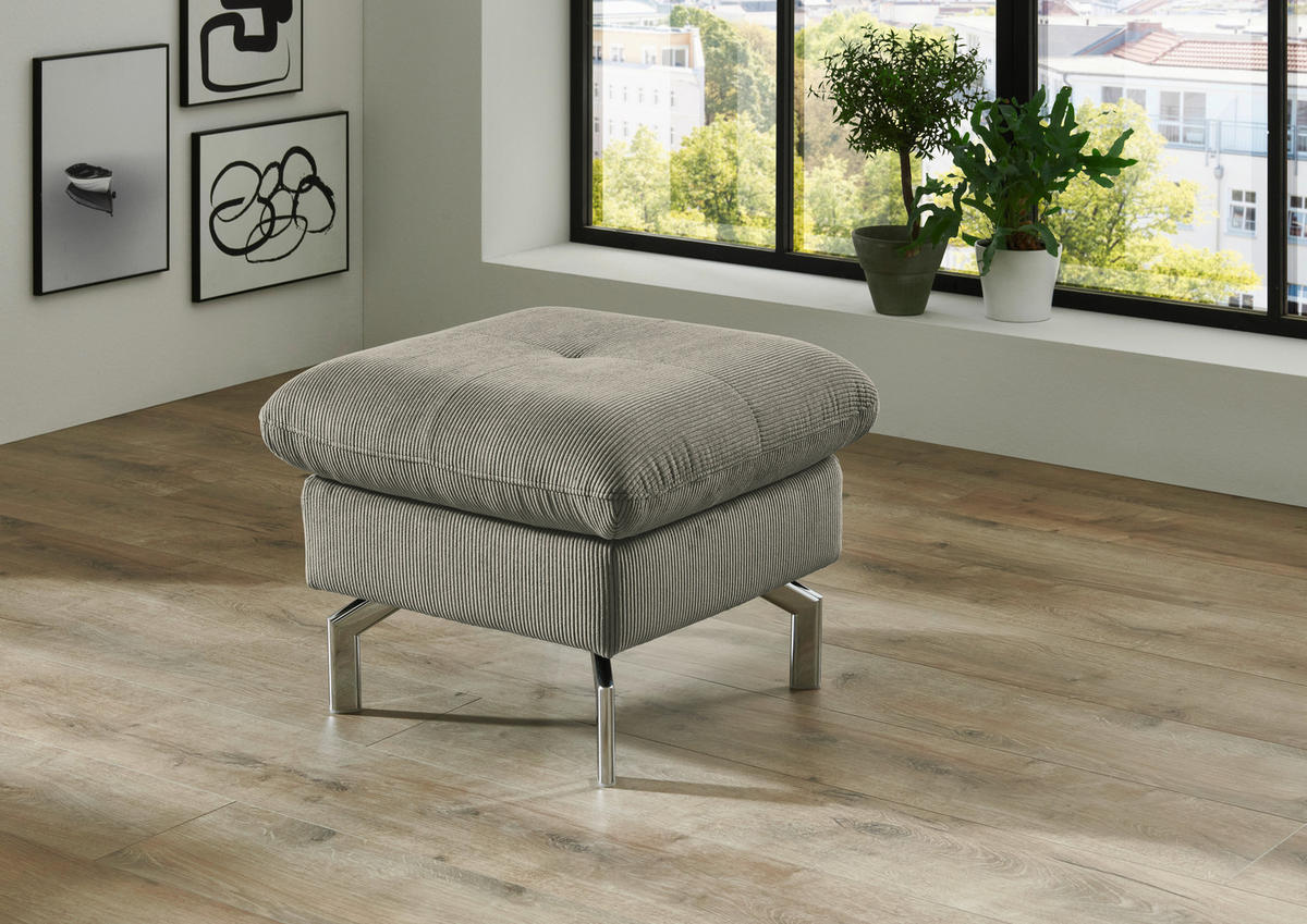 3-SITZER-SOFA Feincord Greige  - Chromfarben/Greige, Design, Textil/Metall (194/87/105cm) - Beldomo Style