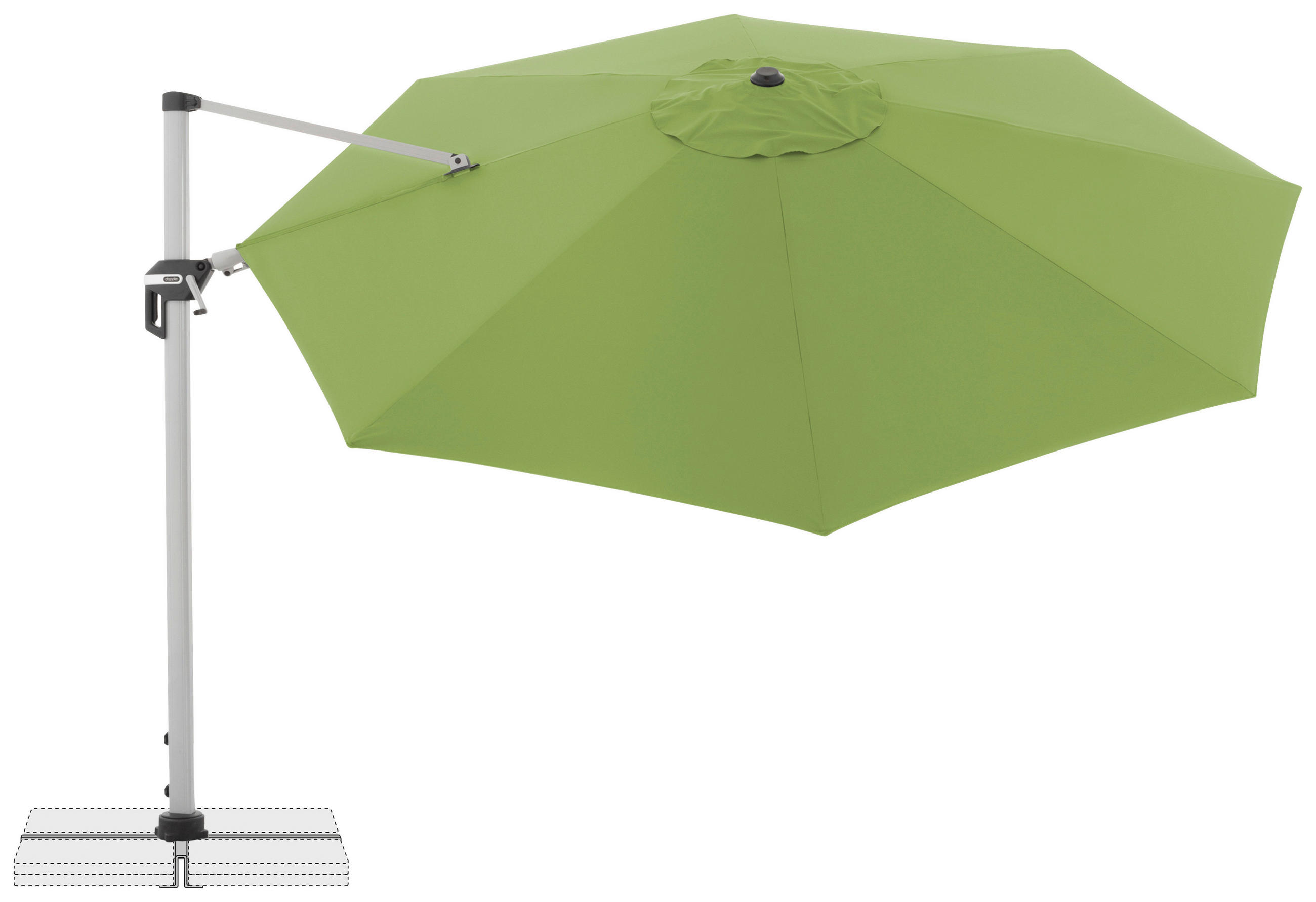 AMPELSCHIRM 370 cm Grün  - Silberfarben/Grün, Basics, Textil/Metall (370cm) - Doppler