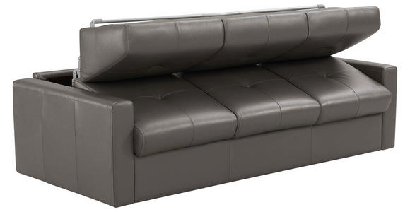SCHLAFSOFA Bard in Echtleder Grau  - Hellgrau/Schwarz, KONVENTIONELL, Leder/Kunststoff (206/81/96cm) - Novel