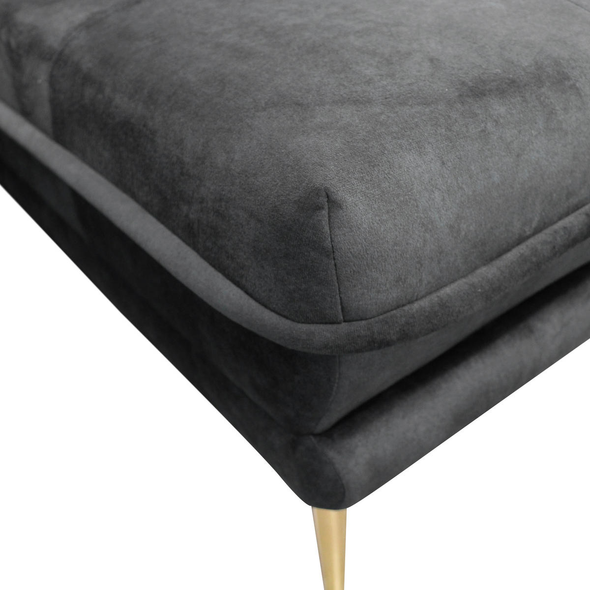 ECKSOFA Anthrazit Velours  - Anthrazit/Goldfarben, Design, Textil/Metall (264/196cm) - MID.YOU