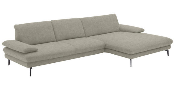 ECKSOFA in Velours Platinfarben 310/180 cm - Platinfarben/Schwarz, Design, Textil/Metall (310/180cm) - Dieter Knoll