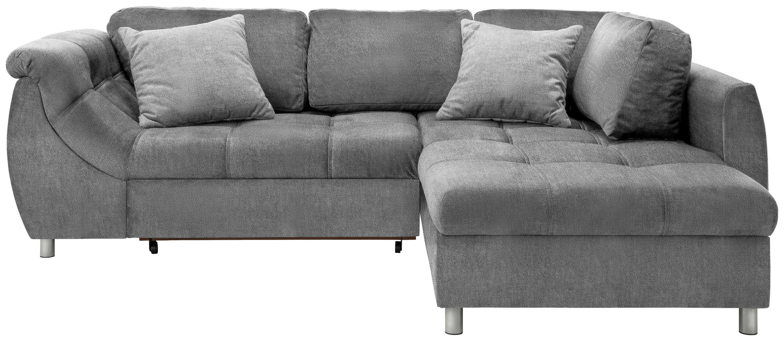 ECKSCHLAFSOFA Mikrofaser Anthrazit  - Chromfarben/Anthrazit, MODERN, Textil/Metall (250/190cm) - Livetastic