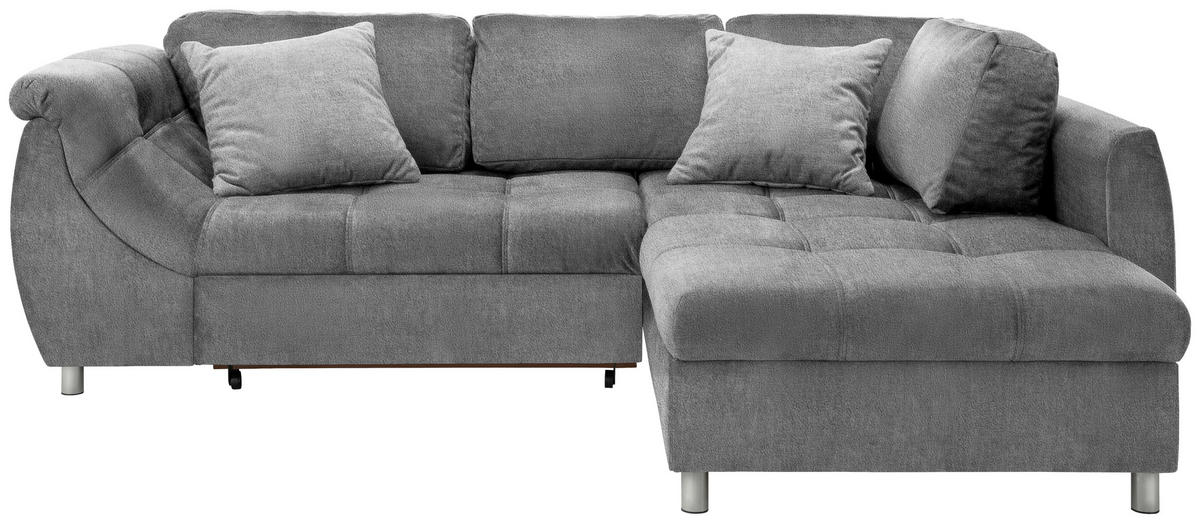 ROZKLADACIA ROHOVÁ POHOVKA, textil, antracitová - antracitová/chrómová, Modern, kov/textil (250/190cm) - Livetastic