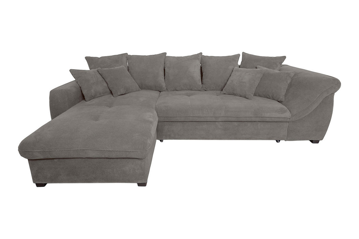 ECKSOFA LORENZO Grau Struktur Liegefläche im Originalstoff  - Schwarz/Grau, Design, Textil/Metall (188/302cm) - P & B
