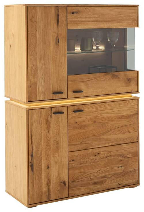 HIGHBOARD 93/137/38 cm  in Wildeiche  - Wildeiche/Anthrazit, Natur, Glas/Holz (93/137/38cm) - MID.YOU