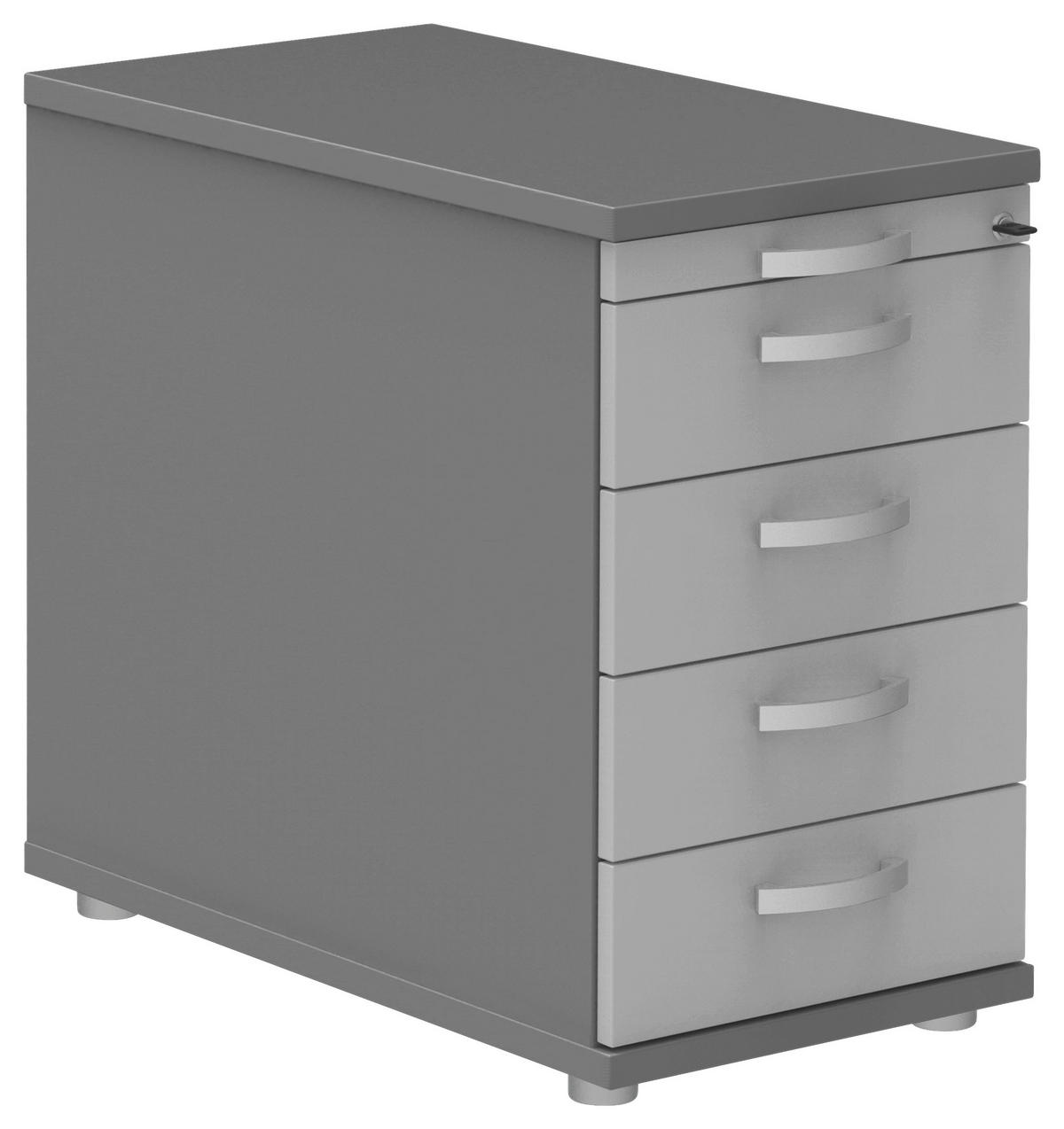 ANSTELLCONTAINER 43/72-80/80 cm  - Anthrazit/Hellgrau, KONVENTIONELL, Holzwerkstoff/Metall (43/72-80/80cm) - Moderano