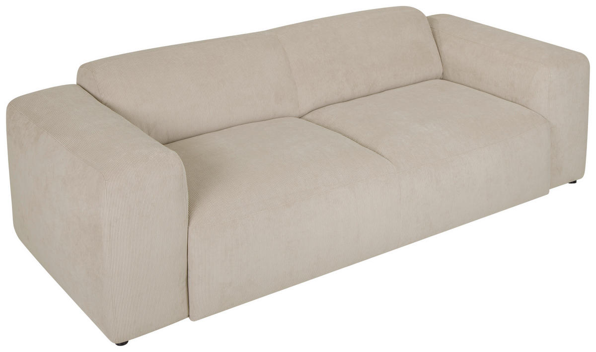 3-SITZER-SOFA Cord Beige  - Beige/Schwarz, Design, Kunststoff/Textil (247/75/104cm) - MID.YOU