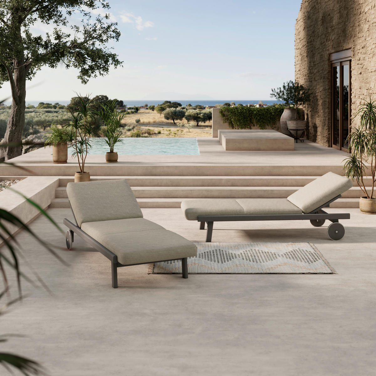 SONNENLIEGE 205/38,5/80 cm Esche  - Taupe/Anthrazit, ROMANTIK / LANDHAUS, Holz/Textil (205/38,5/80cm) - Dieter Knoll