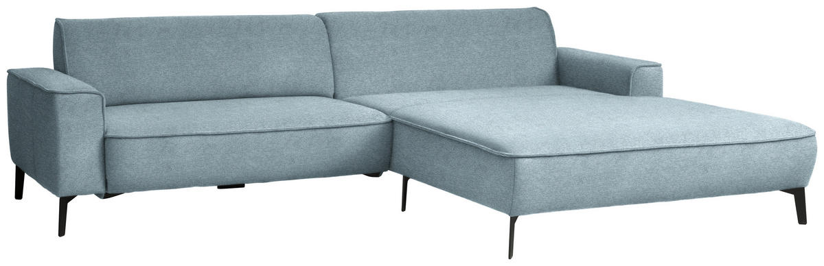 ECKSOFA in Flachgewebe Hellblau  - Schwarz/Hellblau, Design, Textil/Metall (285/190cm) - Johann Jakob