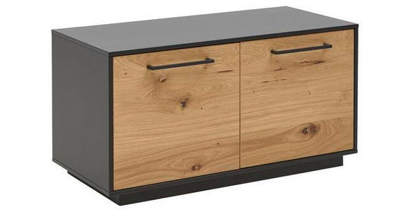 GARDEROBENBANK Balkeneiche furniert Anthrazit, Eichefarben  - Eichefarben/Anthrazit, Design, Holz/Metall (86/45/40cm) - Dieter Knoll