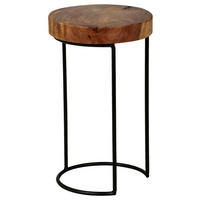 PRÍRUČNÝ STOLÍK, indický palisander, farba indického palisandra - čierna/farba indického palisandra, Design, kov/drevo (28/28/45cm) - MID.YOU