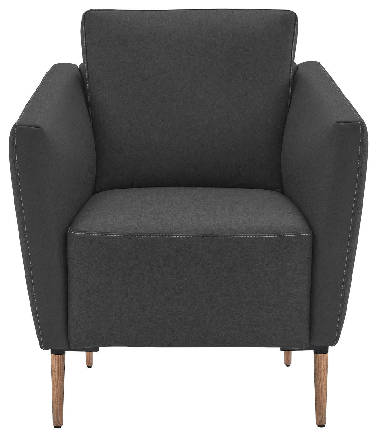 SESSEL in Echtleder Anthrazit  - Eichefarben/Anthrazit, Natur, Leder/Holz (75/84/76cm) - Valnatura