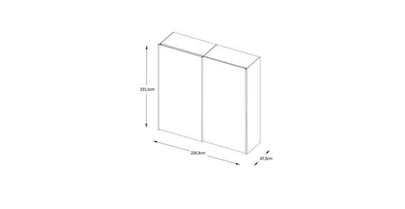 SCHWEBETÜRENSCHRANK in - Chromfarben, Design, Glas/Holzwerkstoff (225/225/68cm) - Moderano