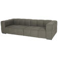 BIGSOFA  in Flachgewebe, Leinenoptik Taupe  - Taupe/Schwarz, Design, Textil/Metall (262/66/113cm) - Belluti