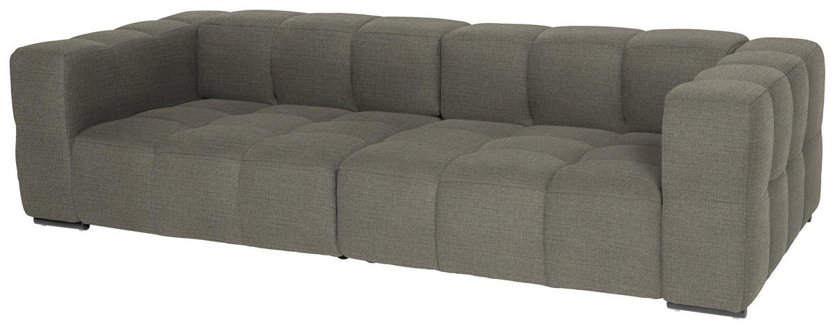 BIGSOFA  in Flachgewebe, Leinenoptik Taupe  - Taupe/Schwarz, Design, Textil/Metall (262/66/113cm) - Belluti