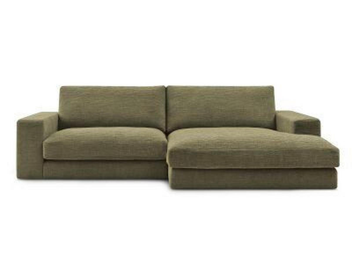 ECKSOFA Ottomane rechts  LEONARD  Grün Struktur  - Schwarz/Grün, MODERN, Kunststoff/Textil (274/159cm)