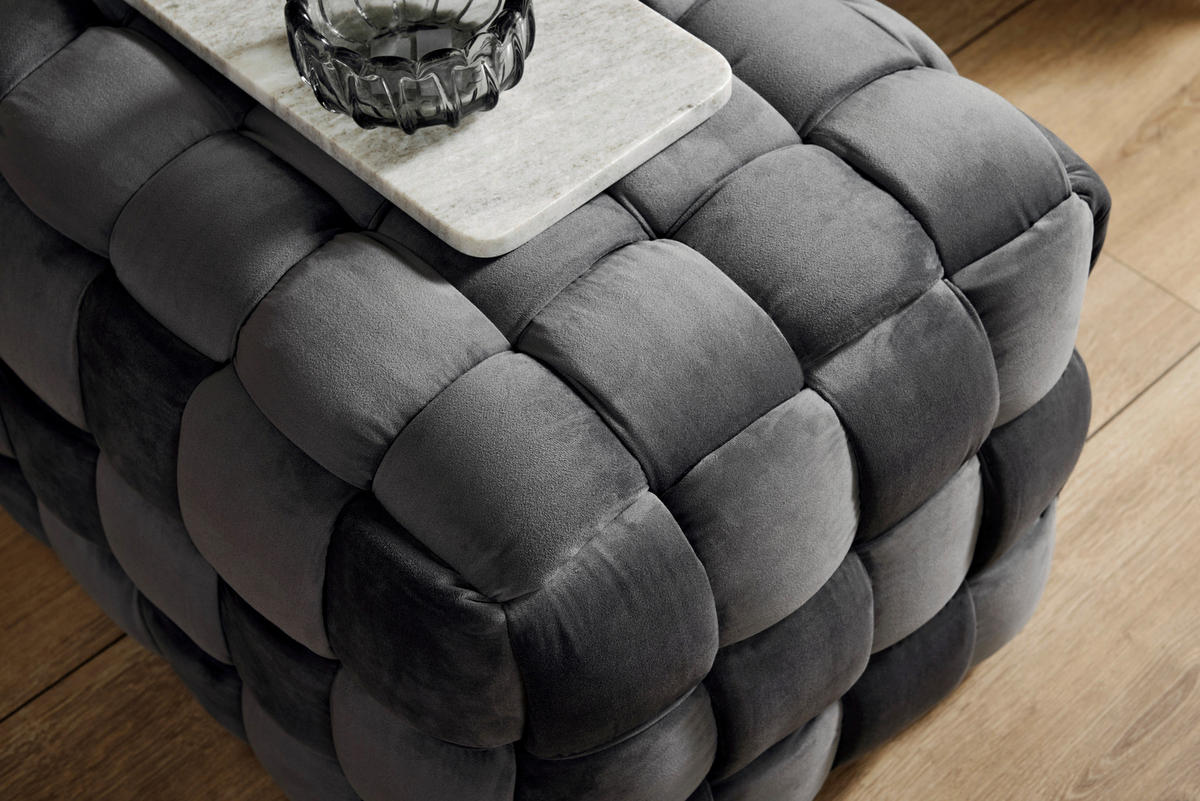 HOCKERBANK 118/43/50 cm Samt Grau Eukalyptusholz  - Grau, MODERN, Holz/Textil (118/43/50cm)