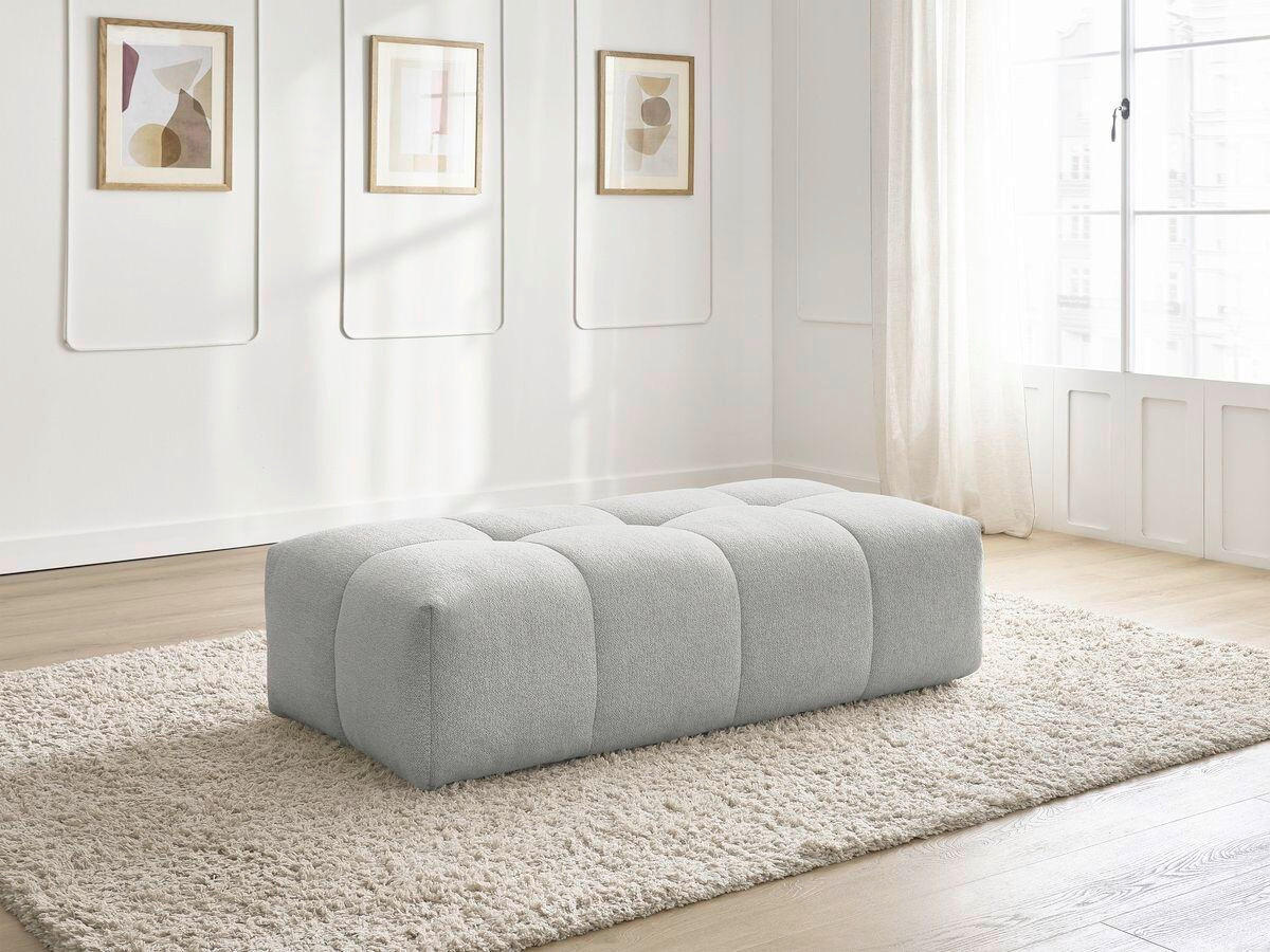 HOCKER EVEREST Flachgewebe Hellgrau  - Hellgrau/Schwarz, MODERN, Kunststoff/Textil (166/100/40cm)