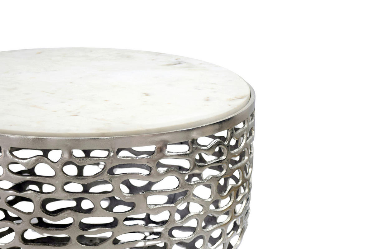 COUCHTISCH 60/60/35 cm rund Silberfarben  - Silberfarben, Design, Stein/Metall (60/60/35cm) - Livetastic