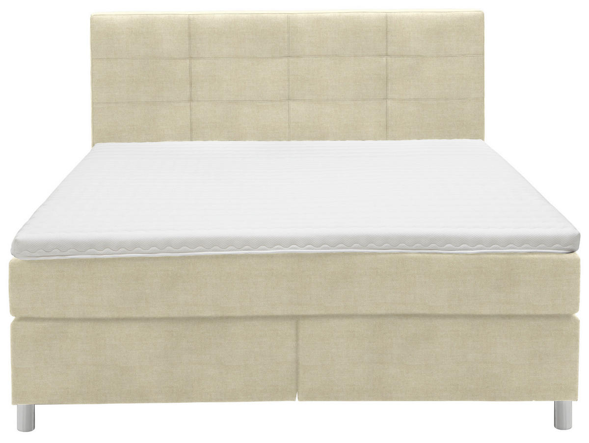 BOXSPRINGBETT 160/200 cm  in Beige  - Chromfarben/Beige, Konventionell, Kunststoff/Textil (160/200cm) - Voleo