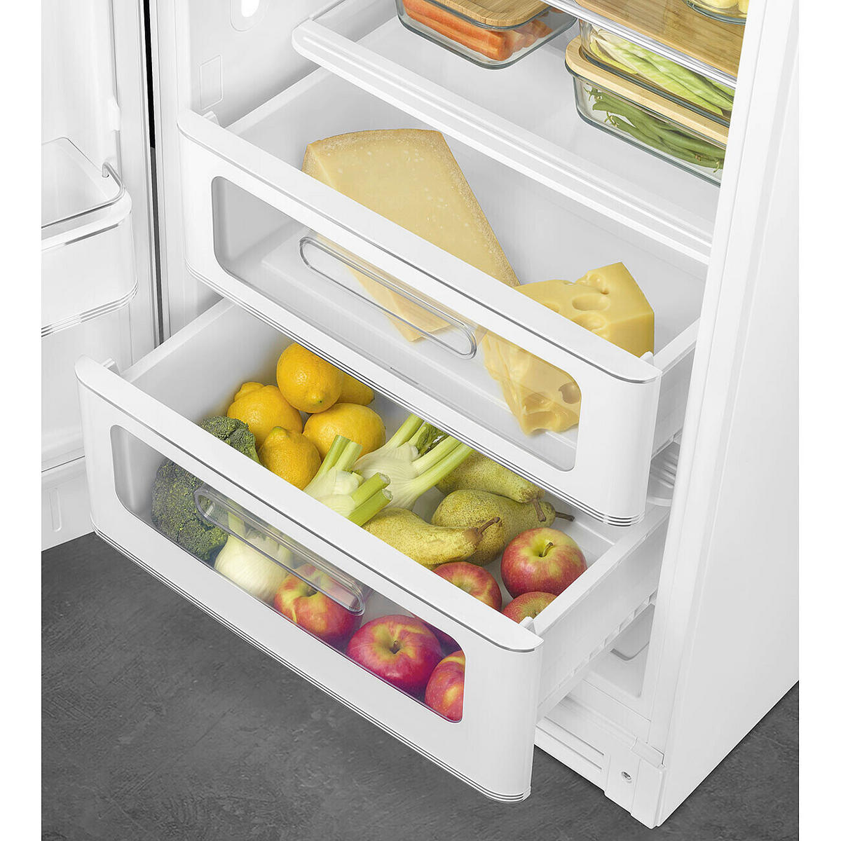 KÜHL-GEFRIER-KOMBINATION FAB28LWH6  - Weiss Hochglanz, Trend, Metall (60.1/153/76.8cm) - SMEG